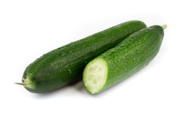 fresh cucumber on white background