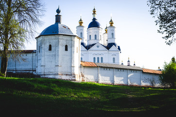 Fototapeta na wymiar Svensky Holy Assumption Monastery near Bryansk. Landscape of the monastery in spring