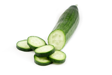 fresh cucumber on white background