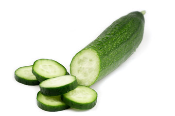 fresh cucumber on white background