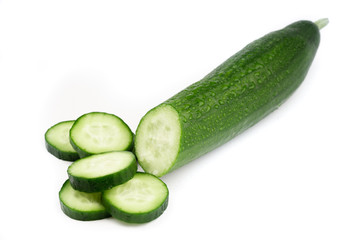 fresh cucumber on white background