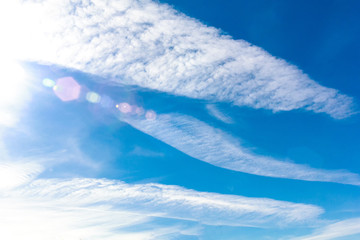Fototapeta na wymiar blue sky with clouds and sun highlights