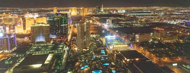 Night aerial view of Las Vegas as seen from helicopter © jovannig