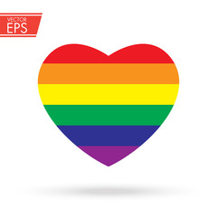 Rainbow heart icon. LGBT symbol. Homosexual love emblem. Gay sign. Sexual freedom community concept. Sex tolerance design.