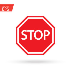 Stop sign witn printed letters. Do not enter stop symbol with text. No way icon. Stop symbol for your web site design, logo, app, UI. Vector illustration, EPS10.