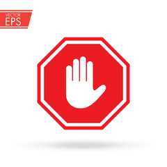 Stop sign push hand. Do not enter stop symbol with hand. Silhouette of human open palm. Hand gesture . Danger, Coution, Attantion, Keep out risk sign. Stop symbol for your web site design, logo, app.