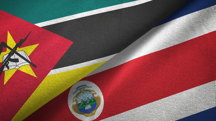 Mozambique and Costa Rica two flags textile cloth, fabric texture