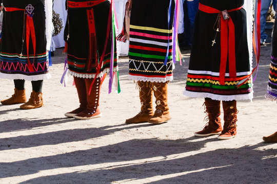  Tewa women dancers in moccasins.