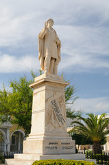 Obraz premium The statue of Dionysios Solomos the writer of the Greek national anthem, in Zakynthos town
