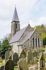 Fototapeta na wymiar St. John's Church of Ireland and graveyard, Donegore, Antrim, County Antrim.