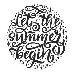 Obraz premium hand drawn lettering about Summer. Isolated calligraphy for travel agency, beach party. Great design for postcard, print or poster.
