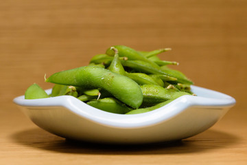 edamame, green soya beans  steamed, natural snack