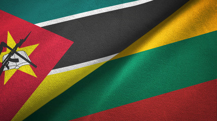 Mozambique and Lithuania two flags textile cloth, fabric texture