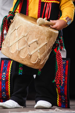 Santa Fe, New Mexico, United States. Native American drummer