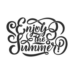 hand drawn lettering about Summer. Isolated calligraphy for travel agency, beach party. Great design for postcard, print or poster.
