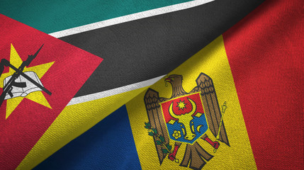 Mozambique and Moldova two flags textile cloth, fabric texture