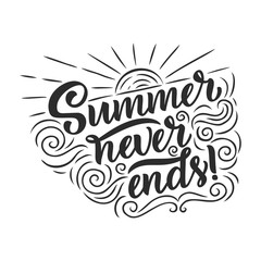 Obraz premium hand drawn lettering about Summer. Isolated calligraphy for travel agency, beach party. Great design for postcard, print or poster.