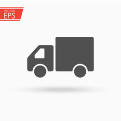 Truck icon. Delivery illustration. Transport vehicle sign. Shipping symbol. Cargo car service emblem. Moving auto sticker. Speed deliver concept.