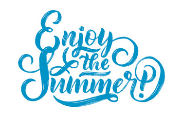 hand drawn lettering about Summer. Isolated calligraphy for travel agency, beach party. Great design for postcard, print or poster.
