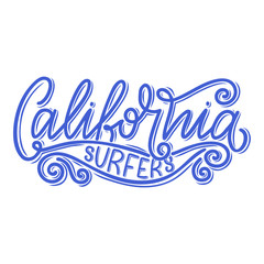 Surf lettering quote for posters, prints, cards. Surfing related textile design. Vintage illustration.