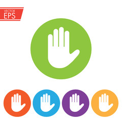 Obraz premium Stop sign push hand. Do not enter stop symbol with hand. Silhouette of human open palm. Hand gesture . Stop symbol for your web site design, logo, app, UI. Vector illustration, EPS10.