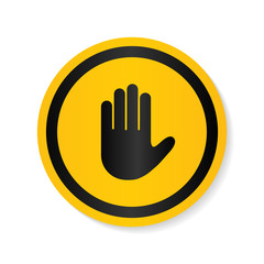 Stop sign push hand. Do not enter stop symbol with hand. Silhouette of human open palm. Hand gesture . Danger, Coution, Attantion, Keep out risk sign. Stop symbol for your web site design, logo, app.