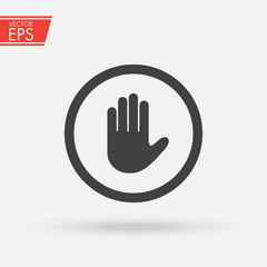 Stop sign push hand. Do not enter stop symbol with hand. Silhouette of human open palm. Hand gesture . Danger, Coution, Attantion, Keep out risk sign. Stop symbol for your web site design, logo, app.