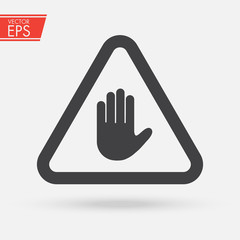 Obraz premium Stop sign push hand. Do not enter stop symbol with hand. Silhouette of human open palm. Hand gesture . Danger, Coution, Attantion, Keep out risk sign. Stop symbol for your web site design, logo, app.