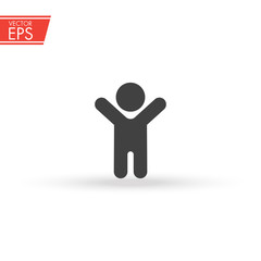 Happy boy icon. Family child symbol. Baby care emblem. Kids flat iillustration. Family icon in simple figures. The sign of unity, mutual understanding and love in the family.