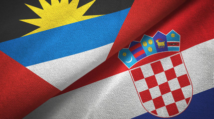 Antigua and Barbuda and Croatia two flags textile cloth, fabric texture