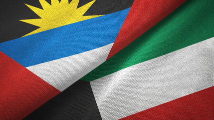 Antigua and Barbuda and Kuwait two flags textile cloth, fabric texture
