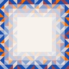 Square frame in red and blue colors, abstract geometric background pattern