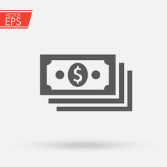 Dollar stack pack icon. Stack of cash or money for apps and websites. Finance and economy sign. Money banknotes. USA currency note symbol. American bucks vector pictogram. Success business symbol.