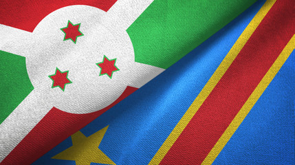 Burundi and Congo Democratic Republic two flags textile cloth