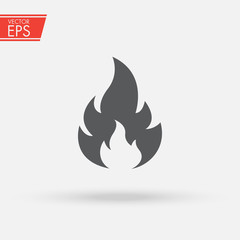 Fire Warning Dangerous flame attention icon icon. Flammable danger symbol, filled flat sign, solid pictogram, isolated on white. Exclamation mark triangle symbol, logo. Attracting security first sign.
