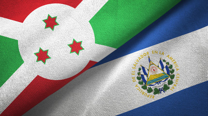 Burundi and El Salvador two flags textile cloth, fabric texture