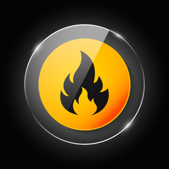 Fire Warning Dangerous flame attention icon icon. Flammable danger symbol, filled flat sign, solid pictogram, isolated on white. Exclamation mark triangle symbol, logo. Attracting security first sign.