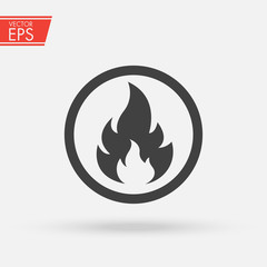 Fire Warning Dangerous flame attention icon icon. Flammable danger symbol, filled flat sign, solid pictogram, isolated on white. Exclamation mark triangle symbol, logo. Attracting security first sign.