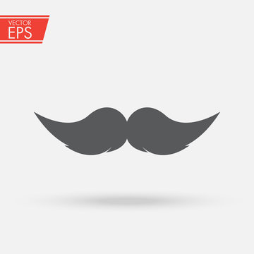 Mustache vector icon. Vintage black silhouette of hipster curly mustaches - web icon in circle frame. fashion concept, flat and shadow theme design sign, vector art image illustration.
