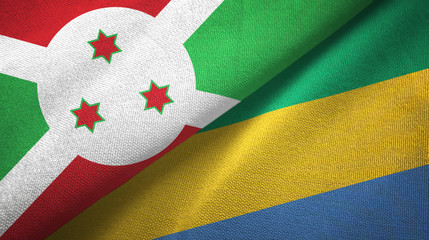 Burundi and Gabon two flags textile cloth, fabric texture