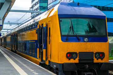 Dutch train arriving in Arnhem