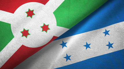 Burundi and Honduras two flags textile cloth, fabric texture