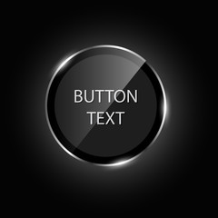 Black glass eclipse buttons with metal frame shiny 3d icon for infographics, business design, step presentation, progress design, number options or workflow layout.