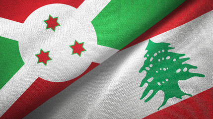 Burundi and Lebanon two flags textile cloth, fabric texture
