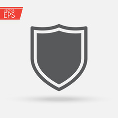 Shield security glossy symbol. Danger Piracy security sign. Hacking, Ddos-attack, Spam, Computer Virus safety Concept. Vector Illustration. Computer antivirus danger sign.