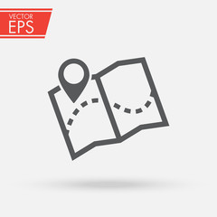 Map with a pin. GPS navigator sign. Map marker pointer with road map vector icon design. Modern plan pin pointer roadmap. Location pin illustration. GPS navigation systems.