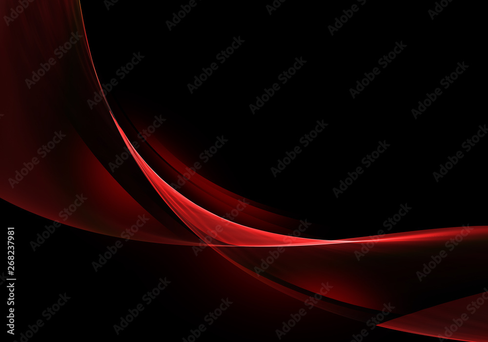 Fototapete abstract black background with dynamic red lines and space for your text