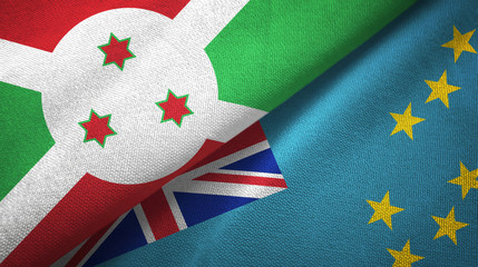 Burundi and Tuvalu two flags textile cloth, fabric texture