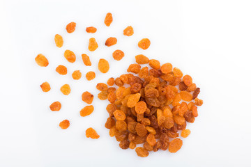 raisins on a white background. dried grapes. raisins close up
