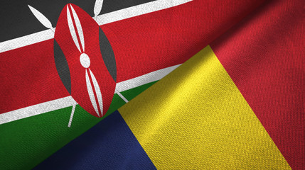 Kenya and Chad two flags textile cloth, fabric texture 